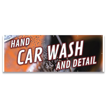 Hand Car Wash And Detail Banner Concession Stand Food Truck Single Sided